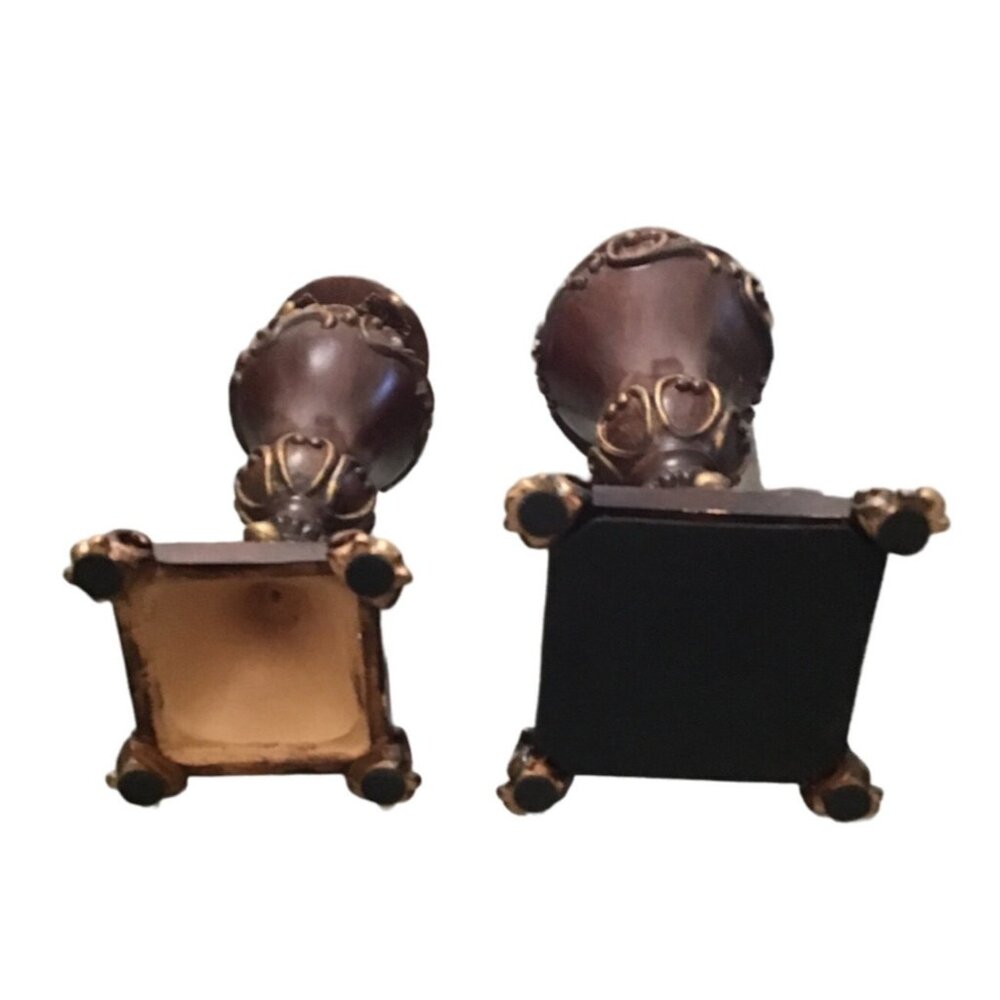 SET OF 2 BROWN CONTEMPORARY CLASSIC PILLAR CANDLE HOLDERS - Picture 4 of 7